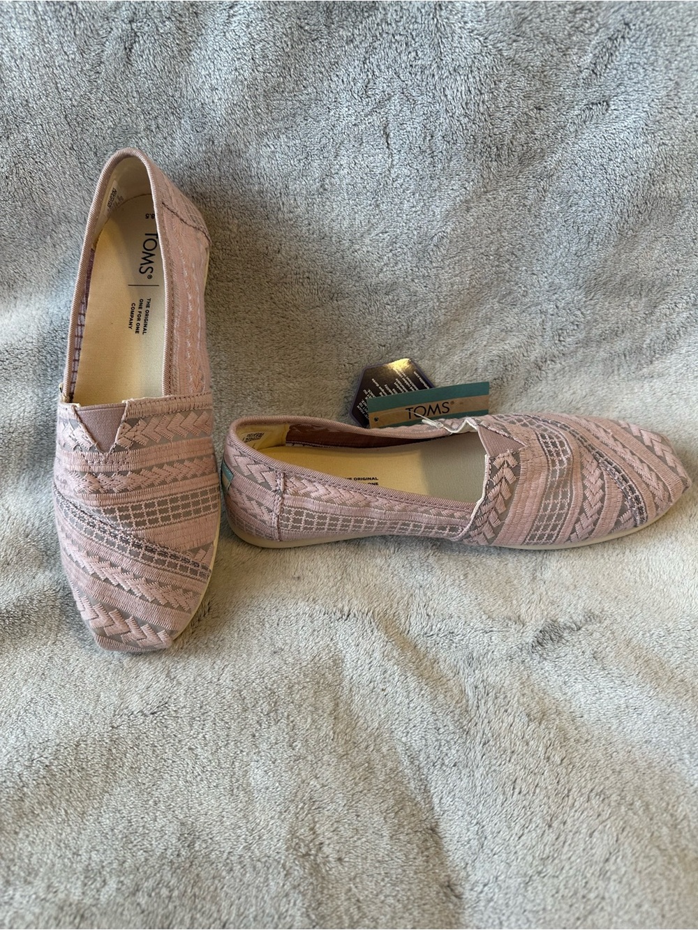 TOMS Pink Braided Slip-On Flats